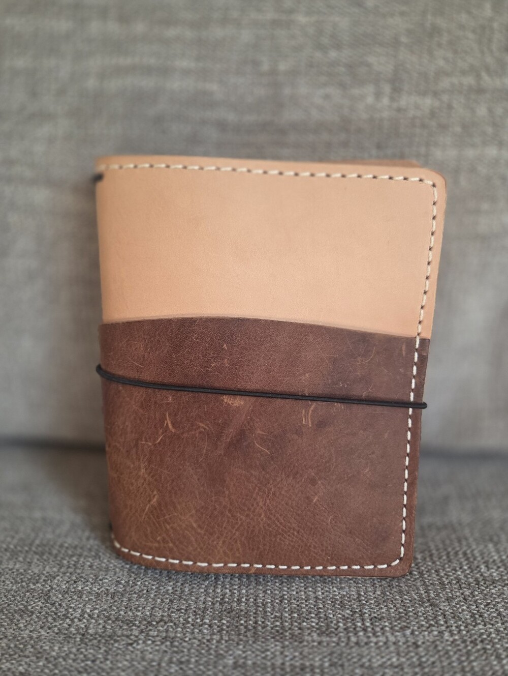 Speckled Fawns B6 Leather Traveler’s Notebook Cover  Two-Tone Nude & Brown